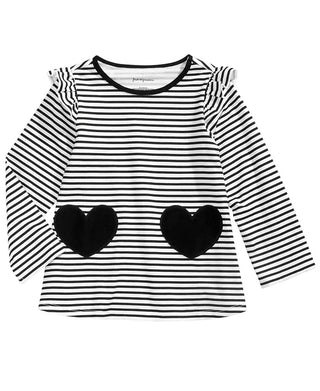 First Impressions Baby Girls Striped Hearts Cotton Tunic Black Size 24MOS