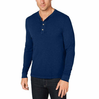 Club Room Men's Henley Shirt Blue Size Medium