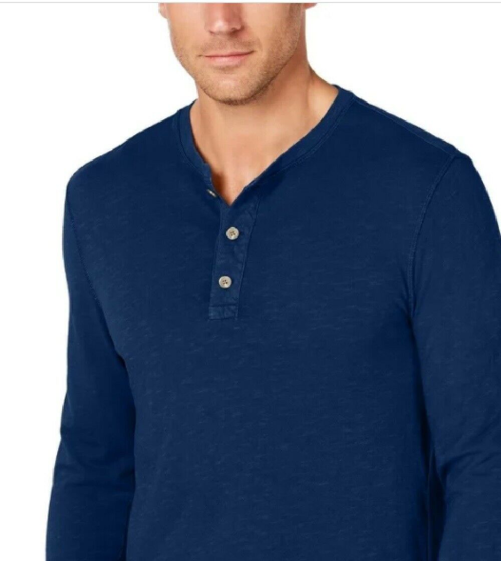 Club Room Men's Henley Shirt Blue Size Medium