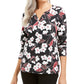 Karen Scott Women's Glitter Vines Henley Top Red Size Large