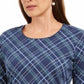 Karen Scott Women's Holly Plaid Embellished Top Navy Size X-Large