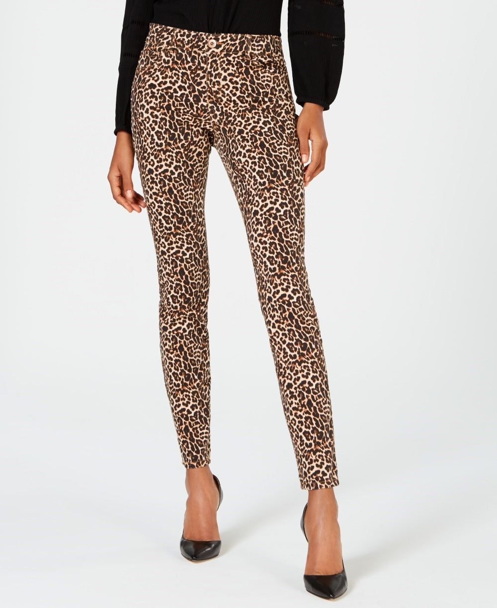 INC International Concepts Women's Incessential Leopard Skinny Jeans Brown Size 6