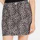 INC International Concepts Women's Leopard Print Denim Mini Skirt Beige Size 14
