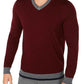 Tasso Elba Men's Merino Wool Blend V Neck Herringbone Sweater Wine Size XXX-Large