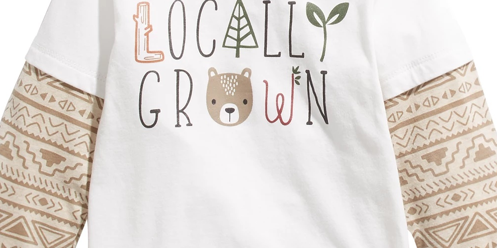 First Impressions Baby Boys Cotton Layered Look Locally Grown T-Shirt White Size 18MOS