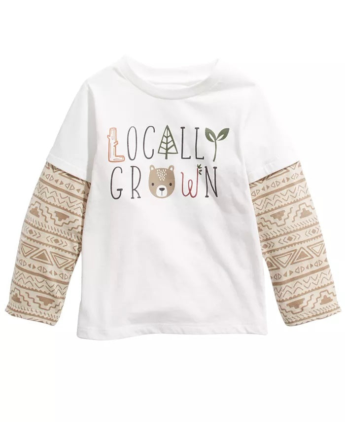 First Impressions Baby Boys Cotton Layered Look Locally Grown T-Shirt White Size 6-9MOS