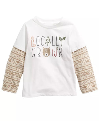 First Impressions Baby Boys Cotton Layered Look Locally Grown T-Shirt White Size 6-9MOS