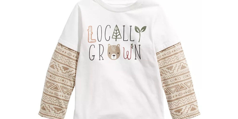 First Impressions Baby Boys Cotton Layered Look Locally Grown T-Shirt White Size 6-9MOS
