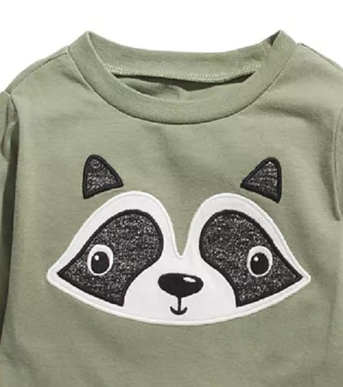 First Impressions Baby Boy's Cotton Long-Sleeve Raccoon T-Shirt Green Size 3-6 Months