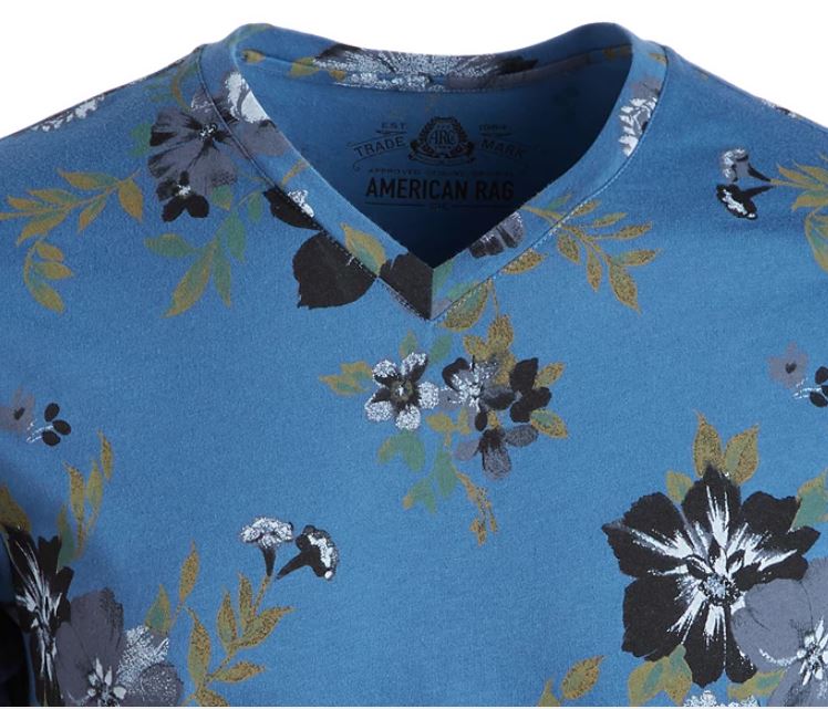 American Rag Men's Open Ground Floral T-Shirt Navy Size Medium