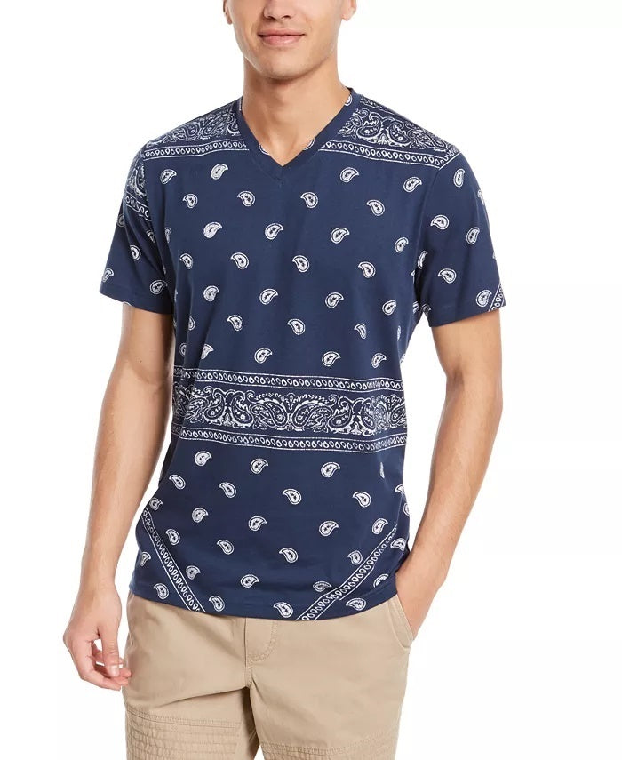 American Rag Men's Blocked Bandana T-Shirt Navy Size Medium