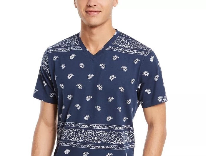 American Rag Men's Blocked Bandana T-Shirt Navy Size Medium