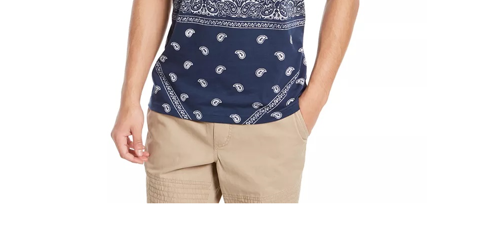 American Rag Men's Blocked Bandana T-Shirt Navy Size Medium