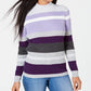 Karen Scott Women's Striped Mock Neck Cotton Sweater Purple Size Medium