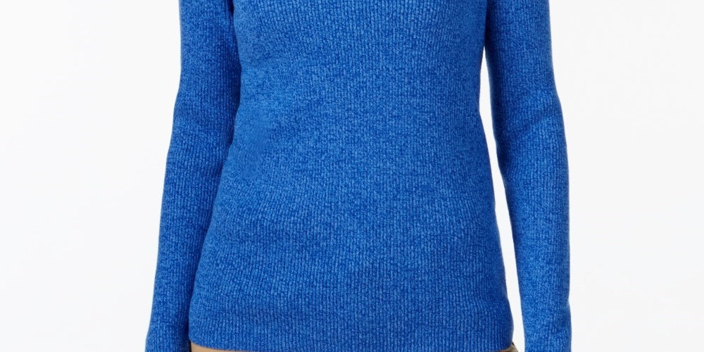 Karen Scott Women's Cotton Mock Neck Sweater  Navy Size Large