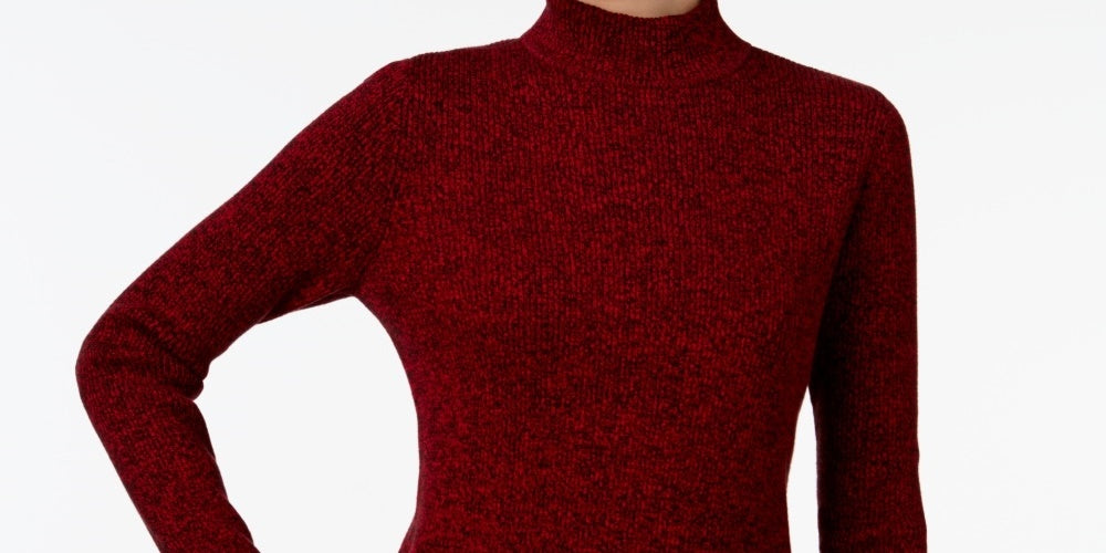 Karen Scott Women's Ribbed Knit Cotton Turtleneck Red Size Petite Small