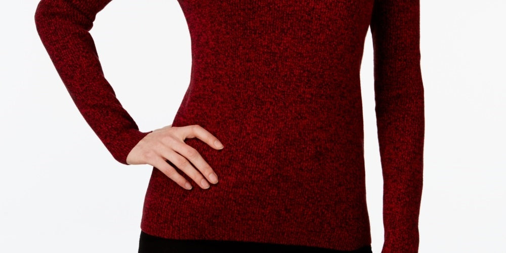 Karen Scott Women's Ribbed Knit Cotton Turtleneck Red Size Petite Small