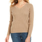 Karen Scott Women's Cotton V Neck Sweater Brown Size XX-Large