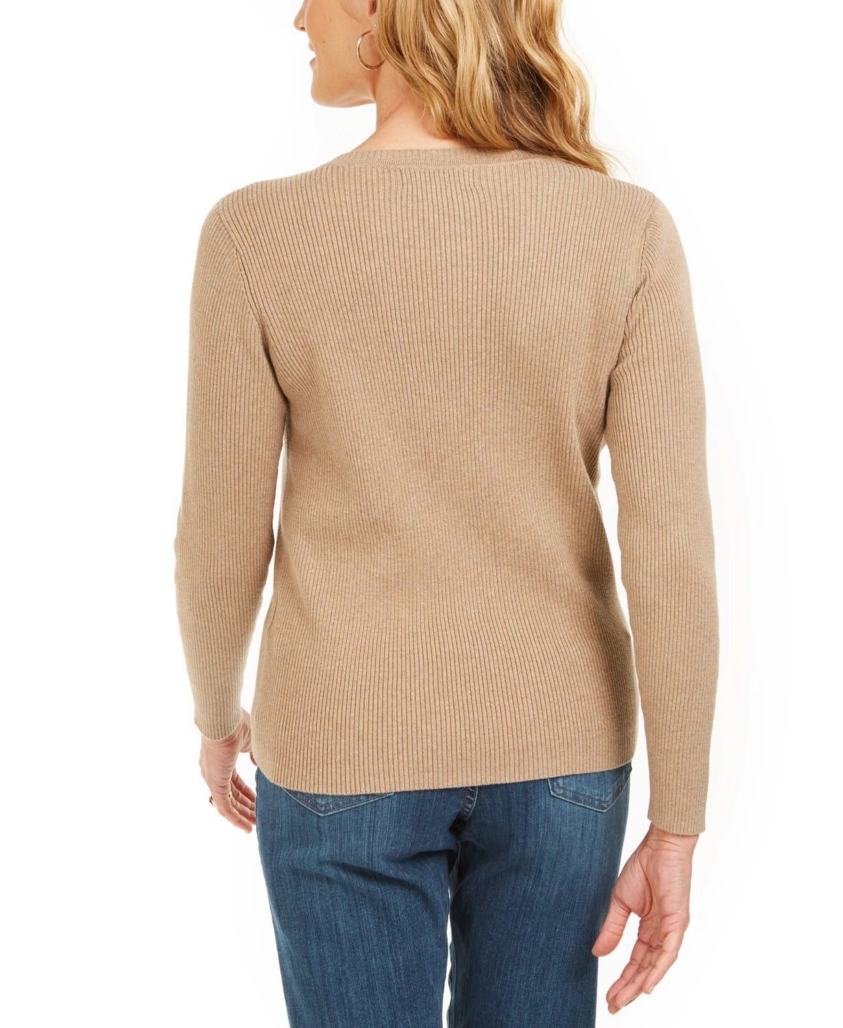 Karen Scott Women's Cotton V Neck Sweater Brown Size XX-Large