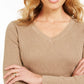 Karen Scott Women's Cotton V Neck Sweater Brown Size XX-Large