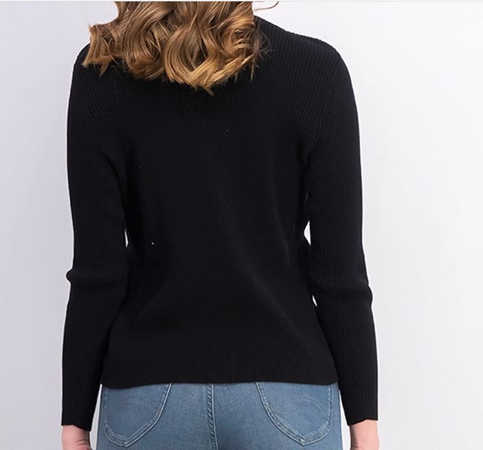 Karen Scott Women's Ribbed Knit Cotton Sweater Black Size Petite Medium