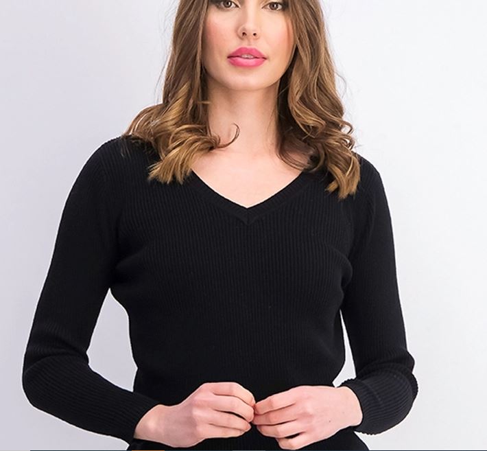 Karen Scott Women's Ribbed Knit Cotton Sweater Black Size Petite Medium