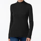 Karen Scott Women's Cotton Ribbed Turtleneck Top Black Size Large