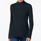 Karen Scott Women's Cotton Ribbed Turtleneck Top Black Size Medium