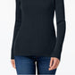 Karen Scott Women's Cotton Ribbed Turtleneck Top Black Size Medium