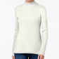 Karen Scott Women's Cotton Ribbed Turtleneck Top  White Size Large