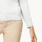 Karen Scott Women's Solid Cable-Knit V-Neck Sweater  White Size Large