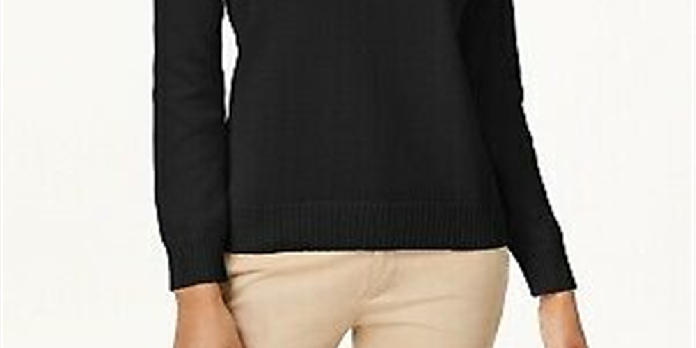 Karen Scott Women's Cotton Turtleneck Sweater Black Size Small