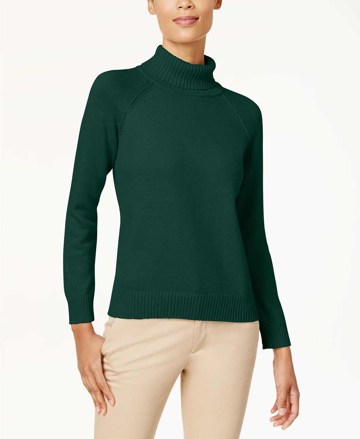 Karen Scott Women's Cotton Turtleneck Sweater Green Size X-Large