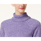 Karen Scott Women's Marled Cotton Turtleneck Sweater Purple Size Large