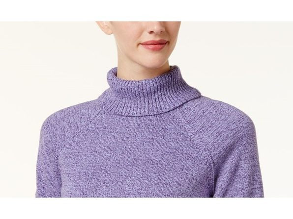 Karen Scott Women's Marled Cotton Turtleneck Sweater Purple Size Large