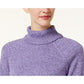 Karen Scott Women's Marled Cotton Turtleneck Sweater Purple Size Medium