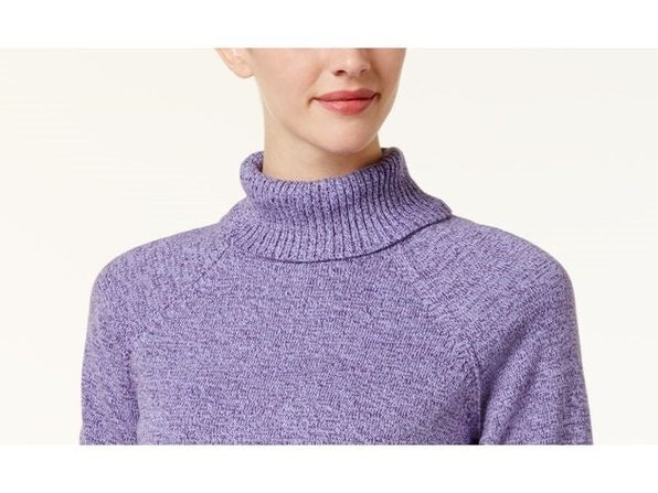 Karen Scott Women's Marled Cotton Turtleneck Sweater Purple Size Medium