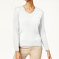 Karen Scott Women's Cotton V-Neck Sweater Natural Size X-Large