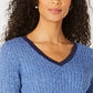 Karen Scott Women's Teresa Cotton Colorblocked Sweater Bluee Size Medium