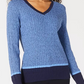 Karen Scott Women's Teresa Cotton Colorblocked Sweater Bright Blue Size Extra Large