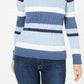 Karen Scott Women's Cotton Striped Sweater Bright Blue Size Large