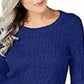 Karen Scott Women's  Marled Cotton Cable-Knit Sweater Blue Size Petite Medium