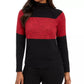 Karen Scott Women's Colorblock Cotton Turtleneck Sweater Red Size Petite Medium