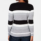 Karen Scott Women's Veronica Striped Cotton Cable Sweater Black Size X-Small