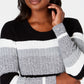 Karen Scott Women's Veronica Striped Cotton Cable Sweater Black Size X-Small