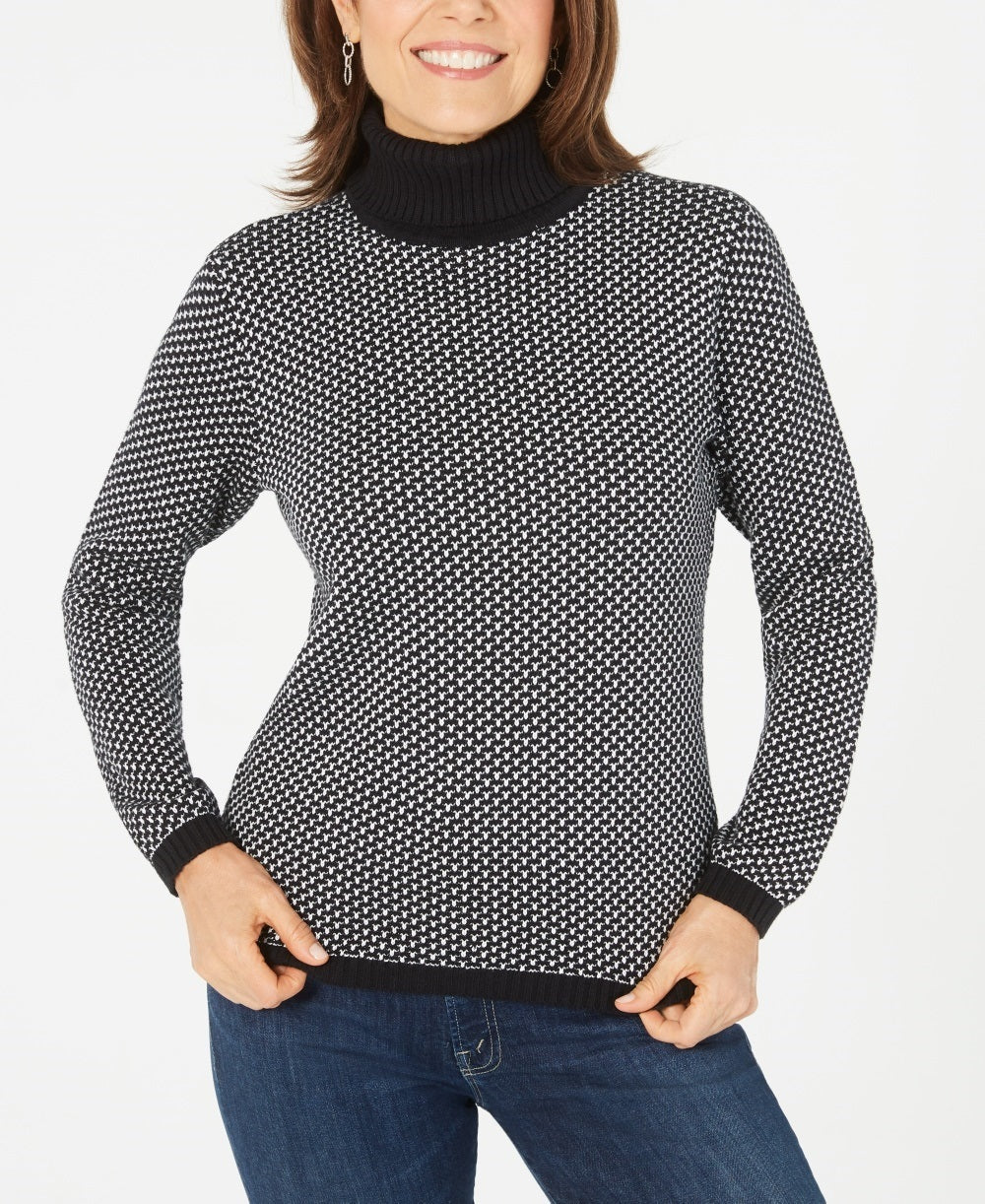 Karen Scott Women's Cotton Turtleneck Sweater Black Size X-Small