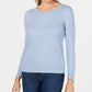 Karen Scott Women's Cable Knit Scoop Neck Sweater Blue Size Petite Medium