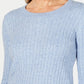 Karen Scott Women's Cable Knit Scoop Neck Sweater Blue Size Petite Medium