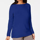 Karen Scott Women's Cotton Boat-Neck Sweater Blue Size X-Large