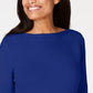 Karen Scott Women's Cotton Boat-Neck Sweater Blue Size X-Large